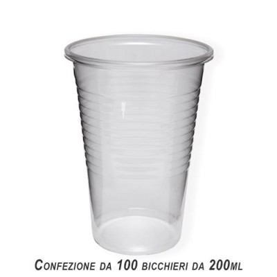 Bicchiere Acqua In Plastica Da 200 Ml Bianco X 100 Pz